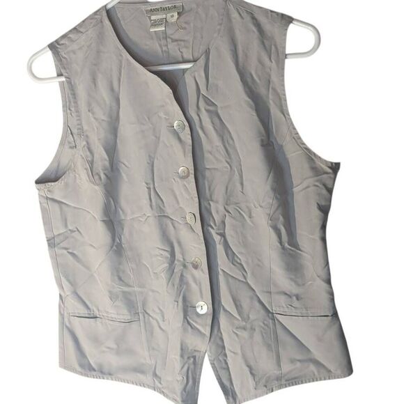 VTG Vintage Ann Taylor 100% Silk Mother of Pearl Abalone Gray Button Up Sleevele - Picture 1 of 8